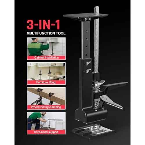 Kolvoii 2 Pack Cabinet Jacks, Multi-Function Hand Lifting Jack Tool, Up to 23.4 Inch Height Adjustment, Labor Saving Arm Jack, Third Hand Support System for Installing Cabinets