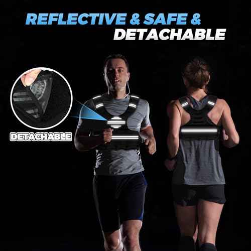 Adjustable Weighted Vest for Women Men, 6-18 LBS Weighted Walking Vest with 8 Ironsand Weights & Reflective Strip, Strength Training Weight Vests for Running GYM Home Workout, Large Zippered Pocket