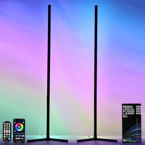2 Pack Corner Floor Lamp ? 57'' Tall RGB Lamp Modern Mood Lighting with 88 LEDs, Bluetooth App Control, and Sturdy Base for Effortless Setup
