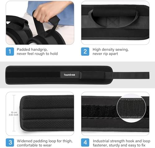 Leg Lifter Strap Set of 2 for Limited Mobility,Thigh Lifter Strap with Padded Grip and Loop for Knee Hip Surgery Recovery Aids,Mobility Aids Tool Get in and Out of Bed,Car,Wheelchair