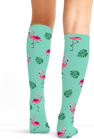 Cherokee Women's 10-15mmHg Compression Socks – Fun Print Knee Highs with Light Support, Soft Feel - PRINTSUPPORT