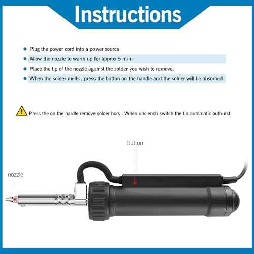 Solder sucker,Automatic Desoldering Pump Vacuum, Electric Solder Tin Sucker, Electric Desoldering Pump Automatic Vacuum Solder Sucker US Plug AC 110V 30W with 3 Soldering Suction Tips