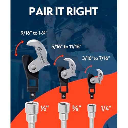 Self-Adjusting Crowfoot Wrench Set ? 3-Piece Kit Fits 1/4", 3/8", 1/2" Drives, Covers 5?32mm, Replaces Multiple Fixed-Size Wrenches