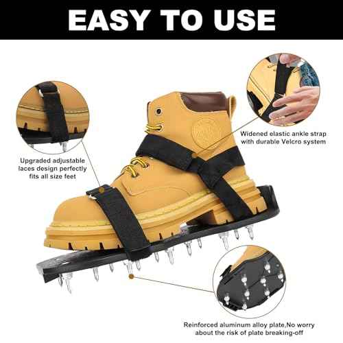Epoxy Floor Spiked Shoes Fully Assembled Gunite Spiked Shoes with 3/4" Short Spikes for Garage Floor Epoxy, Overlays, Cover Installation, 1 Pair (Black, Large Size)