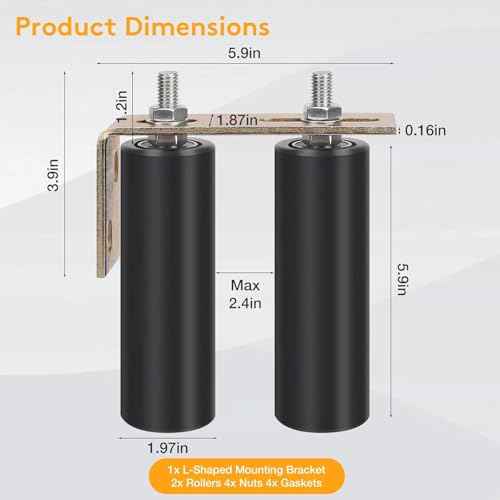 2 Pack 6" Gate Roller Guide with L-Bracket, Universal Adjustable Heavy Duty Sliding Gate Rollers,Sliding Gate Kit, Black Sliding Gate Guide Roller,Sliding Door Hardware