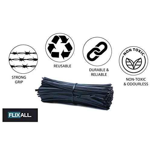 5 inches Twist Ties Pack of 250 - Premium Quality Reusable Black Plastic Coated Ties for Household and Office use