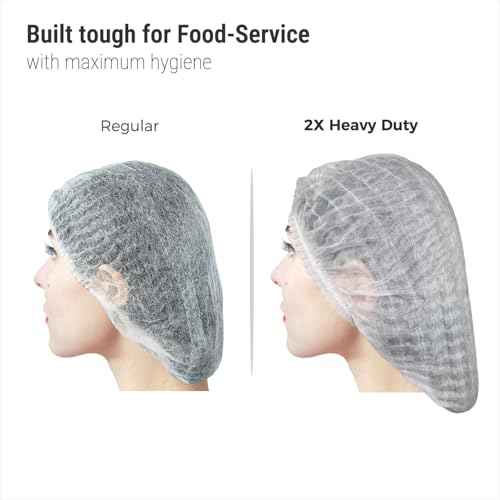 [200 Count] 2X Heavy Duty White Hair Nets For Food Service Workers, 21", Disposable Bouffant Caps Hair Nets for Women Work, Food Prep, Manufacturing and Workshop.
