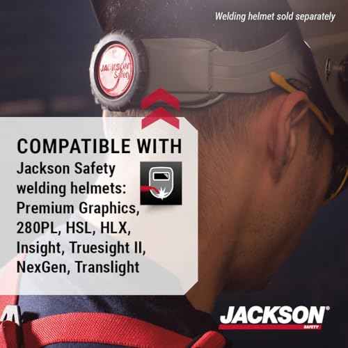 Jackson Safety 370 Speed Dial Replacement Ratcheting Headgear for Welding Helmets - Oversized Adjuster Knob, Adjustable Sliders, Hood Locks Up/Down, Patented Quick-Fit Rear Swivel Headband, Washable Sweatband - Made in USA