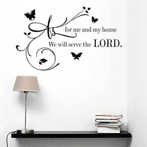 Wall Decals Quotes, As For Me And My house We Will Serve The Lord, Living Room Decor decorations, Bible Verse Inspirational Sayings, Family Inspirational Wall Stickers, Suitable for Entryway Baby