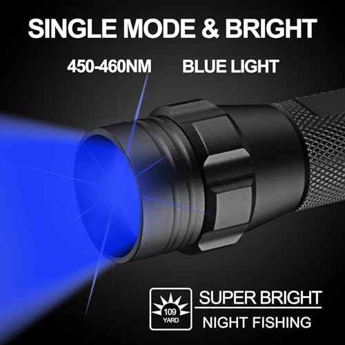 ULTRAFIRE Blue Light Flashlight, 450-460nm Single Mode LED Blue Flashlight, Portable Small Blue Light for Night Fishing and Outdoor Activities-Black House WF-508BL