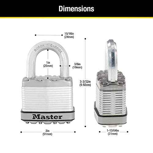 Master Lock M5XT Magnum Heavy Duty Outdoor Padlock with Key, 2 Pack Keyed-Alike