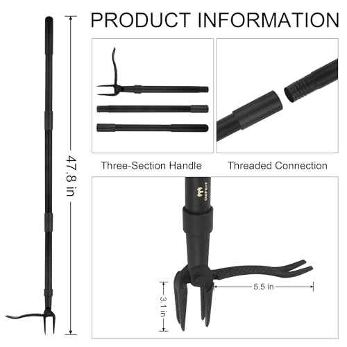 Weed Puller Tool - Stand Up Heavy Duty Weeding Tool with 47.8'' Long Handle, Foot Platform Design & 4-Claw Steel Head Design - Easily Remove Weeds Without Bending, Pulling, or Kneeling