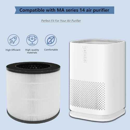 4 Pack 14 Replacement Filter Compatible with MA Series 14/14B/14W Air PuriFier, 3-in-1 Filtration Contains Pre-Filter, True H13 HEPA and Activated Carbon (4 Pack)