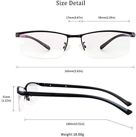 LifeArt Alloy Semi-Rimless Reading Glasses,Blue Light Blocking Glasses, Anti Eyestrain, Computer Gaming Glasses, TV Glasses for Women, Anti Glare (Black, +0.00 Magnification)