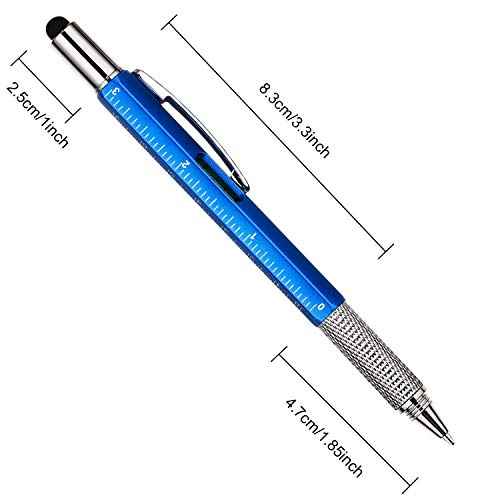 Zhanmai 8 Pcs Gift Pen for Men 6 in 1 Multitool Pen with Ruler Level Refills Screwdriver Stylus for Dad Boyfriend Husband Birthday Christmas Gift(Gold, Black, Silver, Yellow, Red, Green, Blue, Gray)