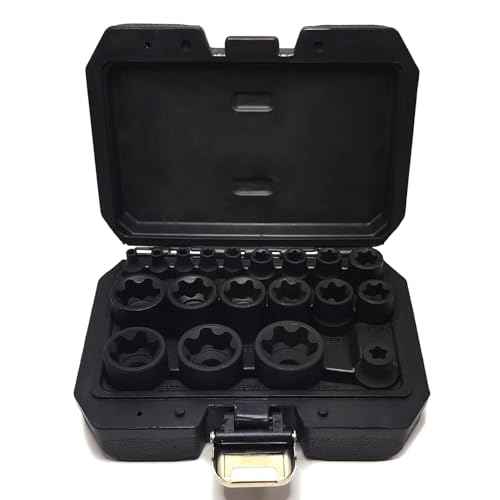 19Pcs External Torx Plus Socket Set 6 Point EP Socket Compatible with Tesla, 1/2¡± 3/8¡± 1/4'' Drive Female External E-Torx Plus Socket, High Deformation Prevention Puller Tool