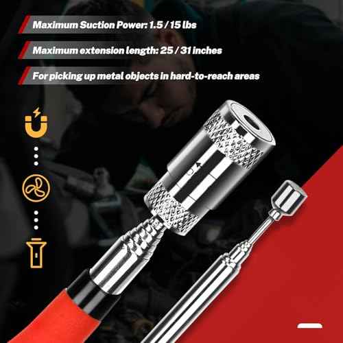 BILITOOLS 6 Piece Telescoping Magnetic Pickup Tool Set, Extendable Mechanic Magnet Retrieval Tool Set Ideal Father's Day Gifts Gift for Men Dad Husband & Brother