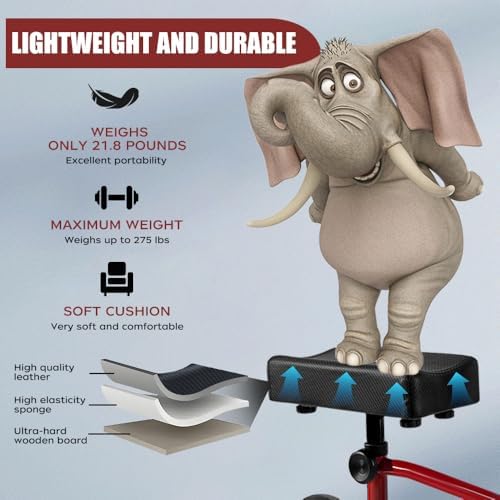 Knee Scooter,Economical Foldable Steerable Knee Walker,for Adults Foot Surgery,Injured Ankle Recovery Scoote(Red-Standard Version)