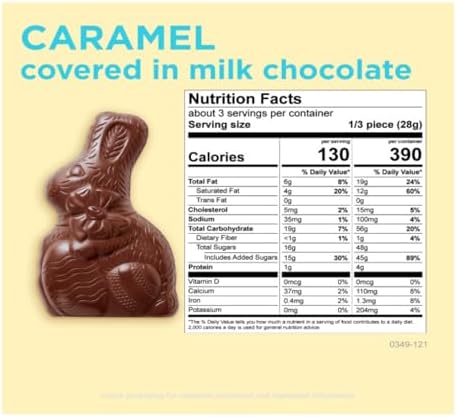 Russell Stover Caramel Filled Chocolate Bunny - Pack of 2 - Perfect for Easter Baskets and Egg Hunts - Delicious Classic Treat for Everyone - Bring Joy This Holiday