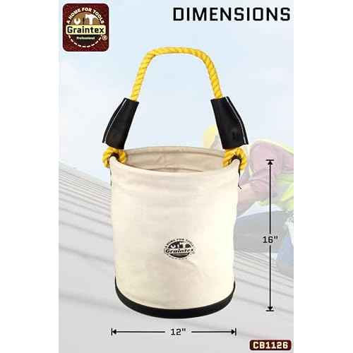 Graintex CB1126 Utility Canvas Bucket Plastic Bottom 12¡± x 16¡± Heavy Duty Canvas