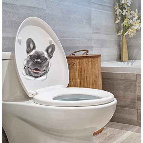 Winston & Bear Smiling Frenchie Dog Wall Decals - 2 Pack - French Bulldog 3D Sticker Decals for Walls, Cars, Toilet and More - Retail Packaged French Bulldog Gifts