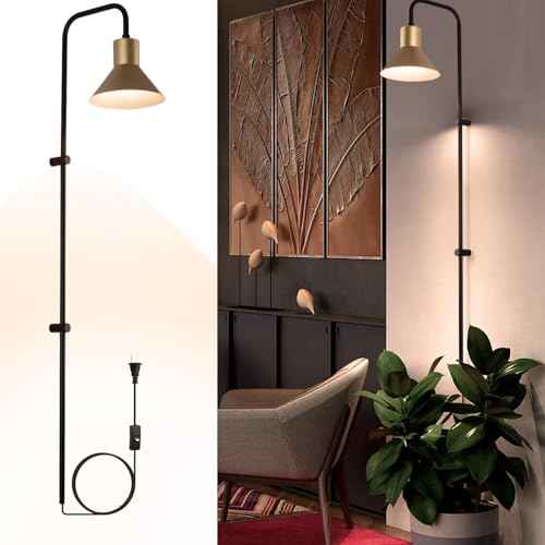 Plug in Wall Sconce with Switch, Indoor Horn Cover Wall Mounted Lamp with E26 Base, Long Wall Light for Bedroom Living Room Study Hallway Bedside£¨1PCS£©