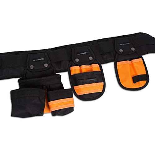Internet¡¯s Best Tool Belt Carpenter Apron - 10 Pockets - Quick Release Work Belt with Utility Pouch - Handyman Rig - Removable Bags
