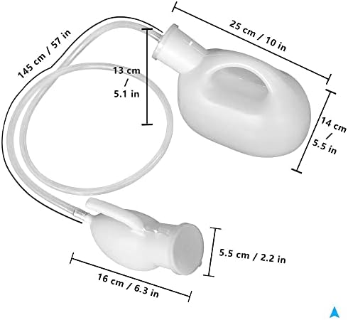Men's Urinal with Hand-held Portable Urine Cup 2000 ml Large Capacity Male urinals for Elderly Hospital beds Wheelchair (White)
