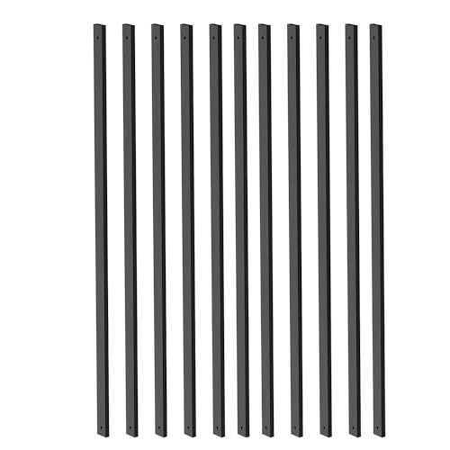 25 Pack Rectangle Staircase Balusters, 36" Black Metal Deck Spindle and Stairs Railing, Hollow Rectangle Deck Balusters for Porch Railing