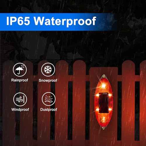 Aolyty Solar Strobe Warning Light Outdoor, Bright Solar Safety Flashing Light 4 Pack Road Signs IP54 Waterproof for Construction Site, Traffic, Dock, Marine, Stop Sign (Blue)