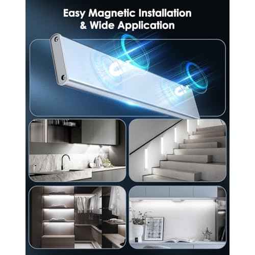 5-Pack 12in Under Cabinet Lighting, Upgraded 2500mAh Rechargeable Under Cabinet Lights Wireless, LED Motion Sensor Light Indoor Closet Lights Under-Counter Light Fixtures for Kitchen, Hallway
