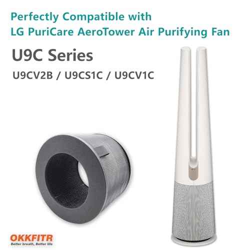 U9C Series (U9CV2B/U9CS1C/U9CV1C) Replacement Filter 2-Pack U9CV2B - 3-in-1 True HEPA & Activated Carbon Air Filter, Compatible with LG PuriCare AeroTower Fan Purifier