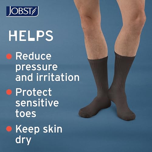JOBST SensiFoot Diabetic Compression Socks for Men and Women 8-15 mmHg with Seamless Toe and Moisture Management - Extra Padding in Toe, Foot, and Heel Area - Crew Length - Closed Toe - Brown, Small