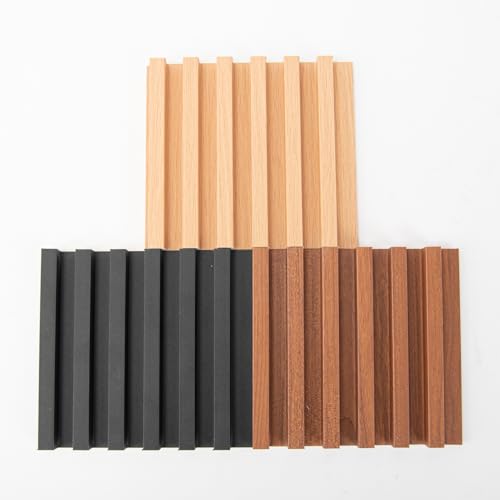 Art3dwallpanels Wood Slat Wall Paneling, 3 Pack WPC Soundproof 3D Wall Panels for Interior Wall Decor, Fluted Textured Panel Wall Slats, Sample