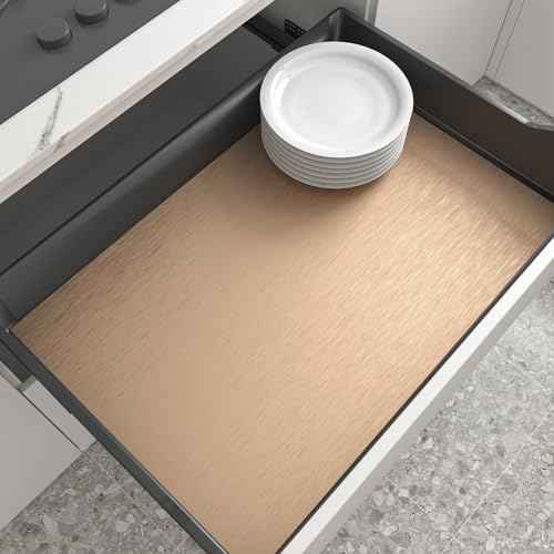 LACHEERY Brushed Stainless Steel Contact Paper for Kitchen Appliances Metallic Gold Wallpaper Peel and Stick Modern Waterproof Self Adhesive Metal Look Contact Paper for Fridge Dishwasher 15.8"x80"