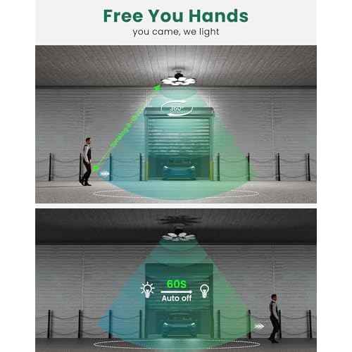 Motion Sensor Garage Light, 250W Motion Sensor Light Indoor,Deformable Garage Lights Ceiling LED,25000LM Super Bright Motion Activated LED Shop Light for Stairway,Basement 2Pack