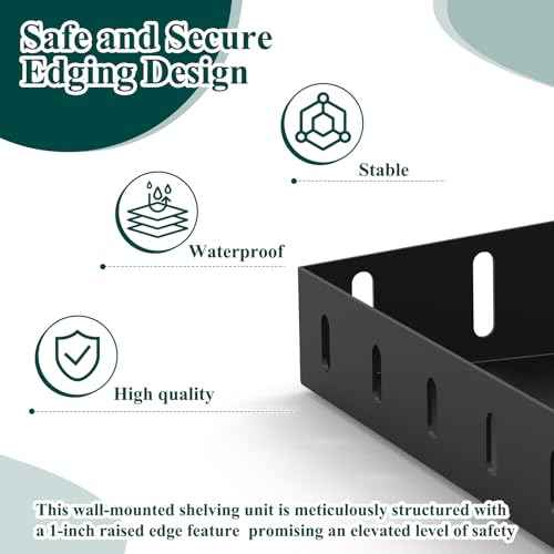 2 Pack Garage Wall Shelf, 1X2 Ft Heavy Duty Shelving, Wall Mounted Storage Rack, Black Shelves for Garage, Office, Basement and Kitchen
