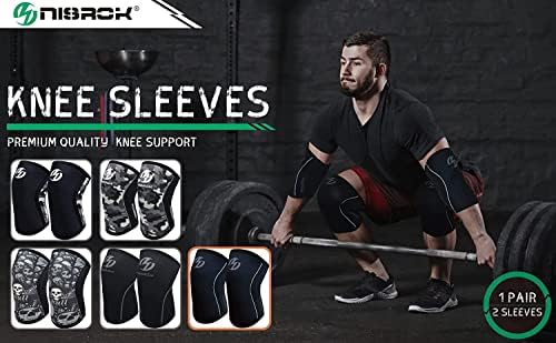 Knee Sleeves (1 Pair), 7mm Neoprene Compression Knee Braces, Great Support for Cross Training, Weightlifting, Powerlifting, Squats, Basketball and More