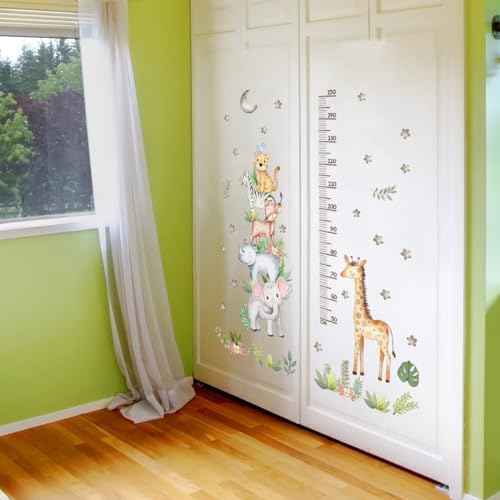 Giraffe & Elephant Kids Height Wall Chart£¬Cute African Animal Height Stickers, Children's Room Wall Stickers, Growth Chart for Wall, Peel & Stick Nursery Wall Decals for Baby Bedroom.