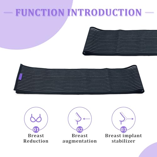Abdomencare Breast Implant Stabilizer Band I Post Surgery Breast Band Chest Compression Wrap For Women I Breast Augmentation Band I Bra Breast Reduction Recovery Supplies For Healing I One Size (Black)