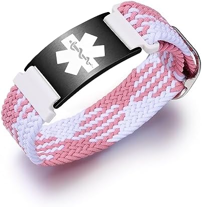 Personalized Sport Medical Alert Bracelets for Women Men - Custom Medical ID Bracelets with Free Engraving - Hook and Loop/Elastic/Stainless Steel/Silicone Watch Wristband Emergency Bracelet