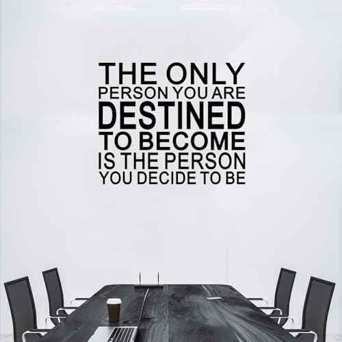 Motivational Quotes Wall Stickers for Office: Classroom Inspirational Positive Vinyl Art Wall Decals for School Gym Bedroom - The Only Person You are Destined 18" X 15"