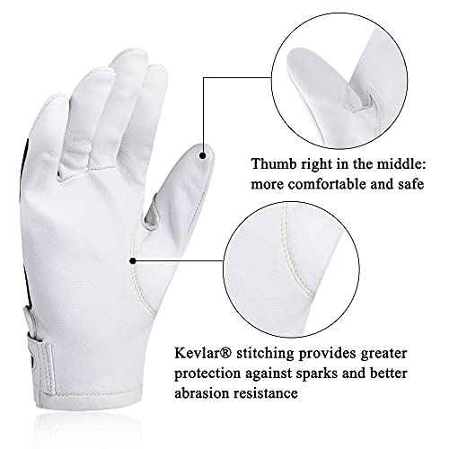 TIG Welding Gloves, High Dexterity Premium Goatskin,Spark-Resistant,True Fit