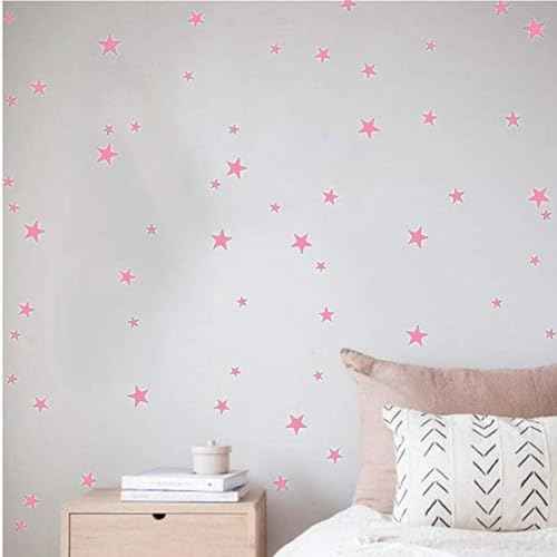 Lchen Star Wall Sticker, 78 Pieces Creative PVC Star Wall Decal for Classroom Nursery Kids Room Home Decoration (Pink)