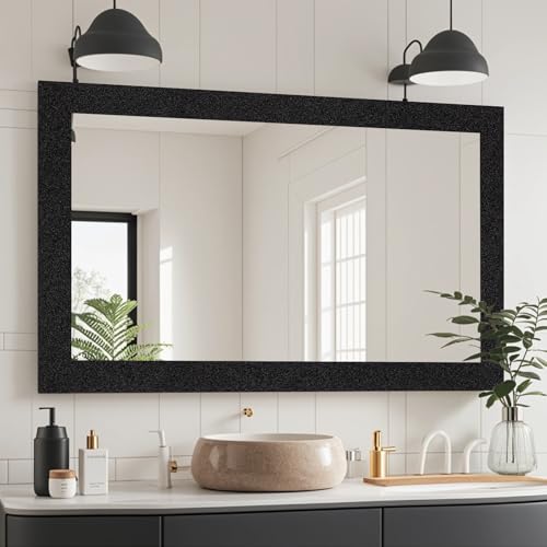 10M Black Mirror Tape Border Peel and Stick, Removable Self Adhesive Mirror Borders for Bathroom Decor Sticker 1.96'' x 393''