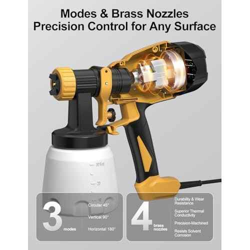 HVLP Paint Sprayer, Electric Spray Paint Gun, 3 Modes & 4 Barss Nozzles, with Cleaning & Blowing Joints, Variable Flow Control, for Doors, Fences, Furniture, Wall, Cabinet, Garden Chairs, etc.