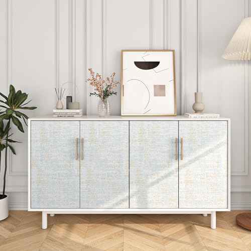 FunStick Gold Blue Grasscloth Peel and Stick Wallpaper Textured Self Adhesive Blue Fabric Contact Paper for Cabinets Walls Removable Grass Cloth Wallpaper Roll for Bedroom Bathroom Wall Decor 16"x80"