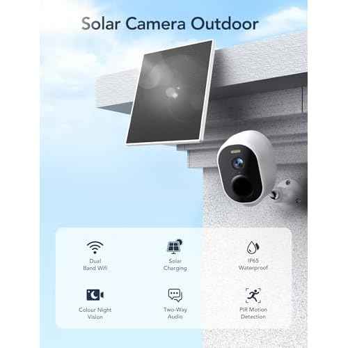 GNCC Solar Cameras for Home Security, 2K HD Security Cameras Wireless Outdoor, Battery Powered Outdoor Camera, Color Night Vision, PIR Detection, Alarm, IP65 Waterproof, 2-Way Talk, 5G & 2.4Ghz WiFi