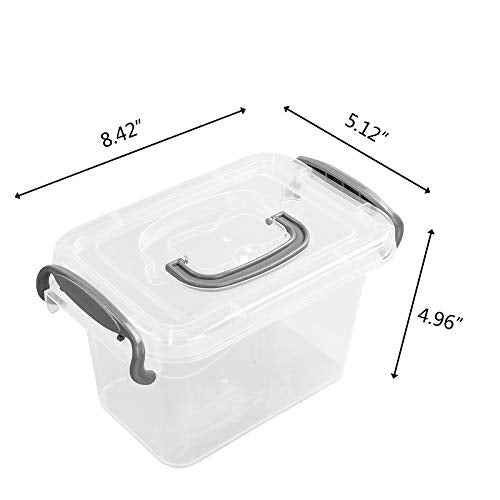 1.5 L Clear Mini Storae Box, 6-Pack Tiny Plastic Storage Latch Box