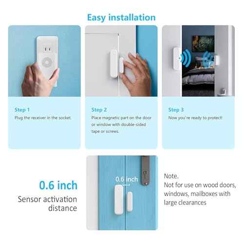 Wireless Door Chime, Door Open Sensor Alarm When Entry Business/Office/Store (500ft Range 51 Ringer Adjustable Volume) Home Alert Bell for Kid/Toddler Safety,2 Receiver +5 Sensor